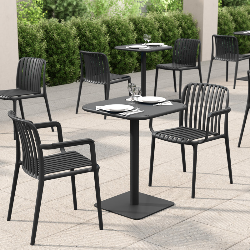 Haley Square Steel Table 24" Black, Black