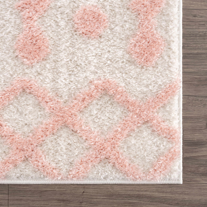 Carnegia Moroccan Pink/Beige Area Rug, Rectangle 5'3" x 7'