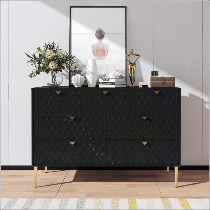 Armoire de rangement moderne à 7 tiroirs, Noir