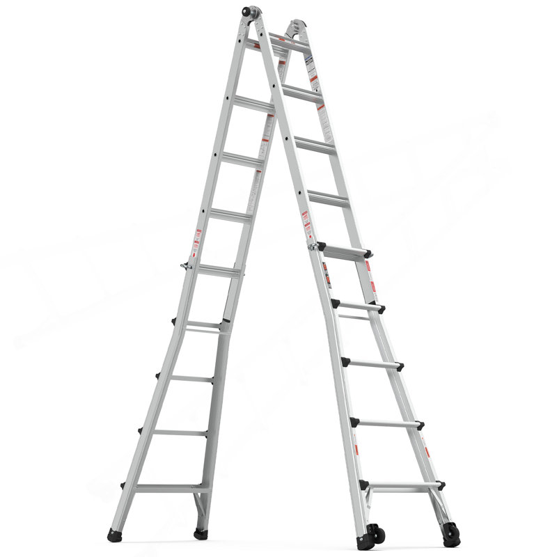Échelle en aluminium multi-positions avec roues, poids de 300 lb, 22 pi
