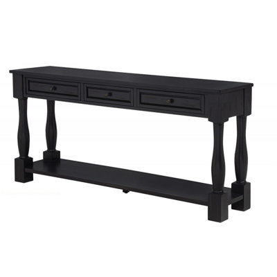 63" Long Console Table With Drawers And Shelf For Entryway, Hallway, Living Room, Acacia Wood Table, Espresso Finish