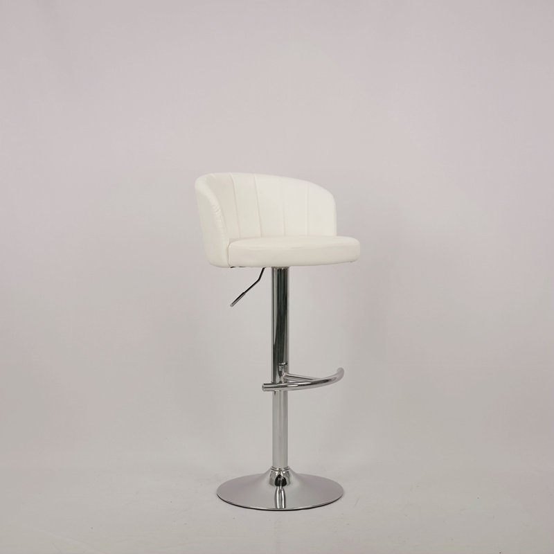 Chaise de bar en polyuréthane avec dossier semi-circulaire et hauteur réglable. Convient aux restaurants, salons et cafés. Ensemble de 2