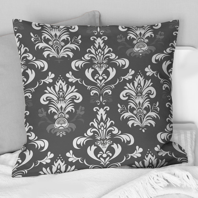 Dark Grey Glamour Luxe II - Transitional Throw Pillow, 18"H x 18"W