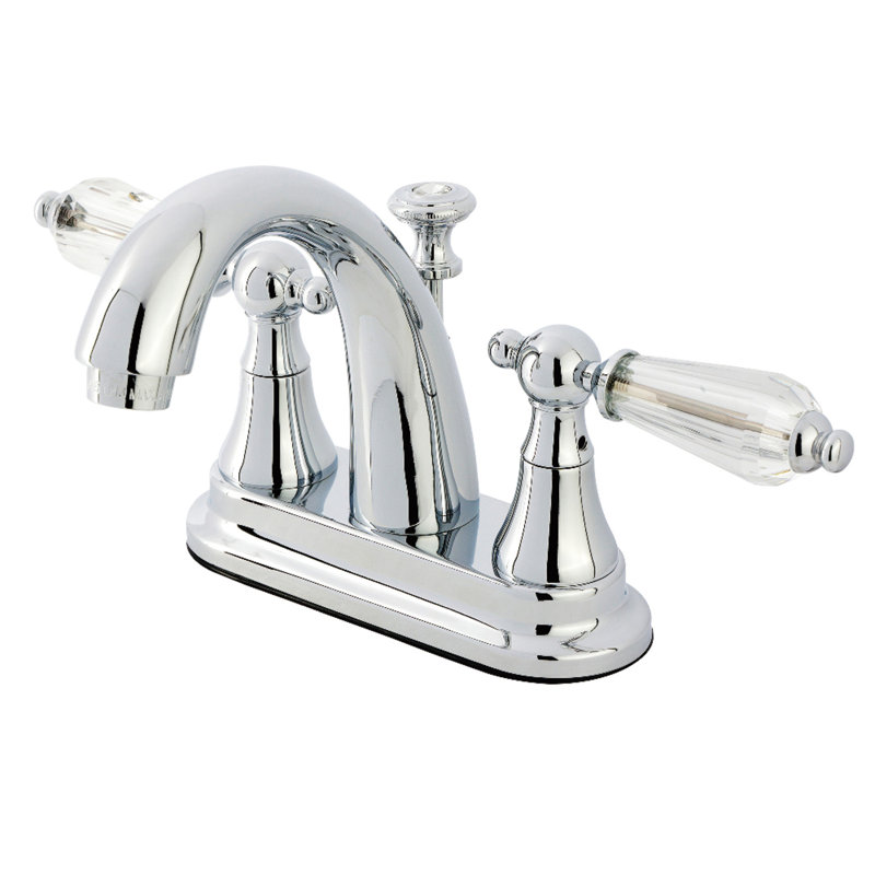 Robinet de salle de bain central à 4 poignées à 3 trous avec 4 tiroirs Kingston, Chrome