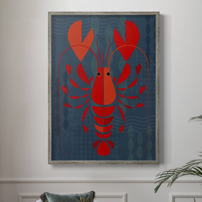 Geo Lobster I Framed Print - Solid Wood