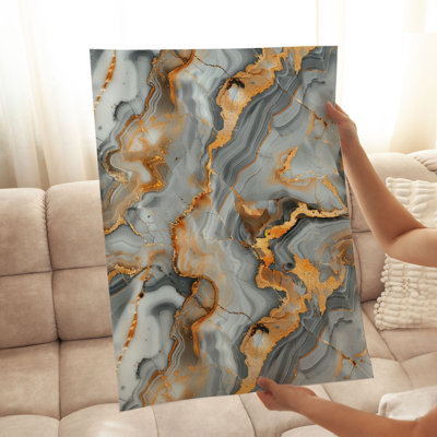 «Abstract Golden Grey II», reproduction d'art moderne sans cadre
