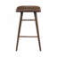 Ensemble de salle à manger de style pub, 5 pièces, fini brun, comprenant une table, un repose-pieds en métal et 4 tabourets sur une structure en bois robuste.-2125117486