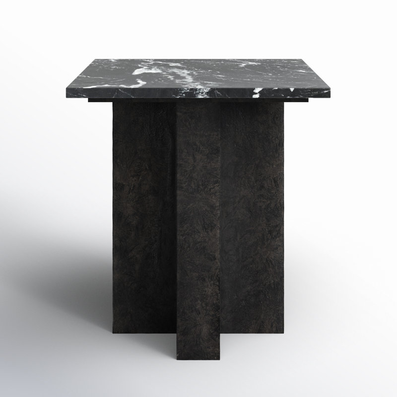 Terrell Black Marble and Aluminum End Table