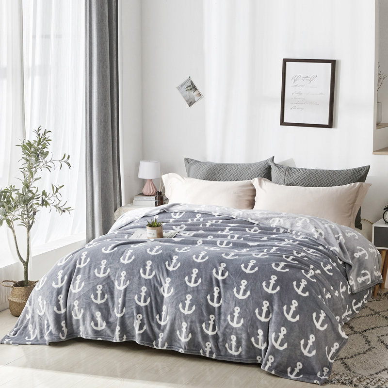 FL2020-KQ02-18 Plain Weave / Muslin Throw Blanket, Queen, Grey