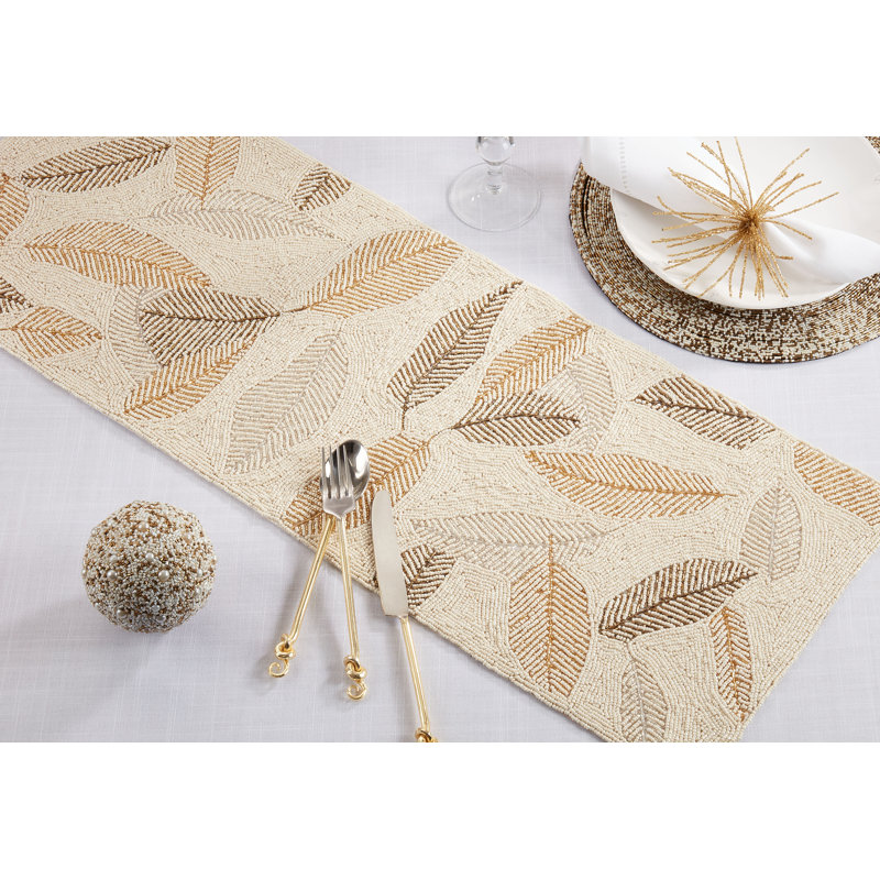 Runner_Leaves Design Beaded Table Runner
