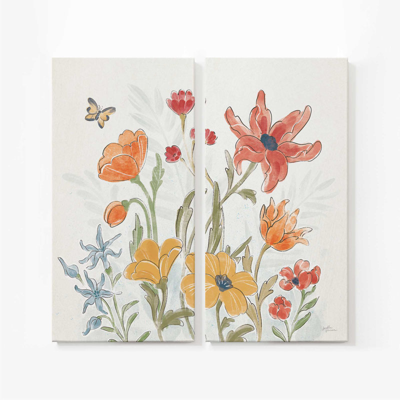 Mélodie de jardin en fleurs IV | Impression sur toile 2 panneaux | Combiné, H 72 po x l 72 po