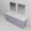 Meuble-lavabo double l 84 po x P 22 po, comptoir en quartz blanc et miroirs 34 po-488261907