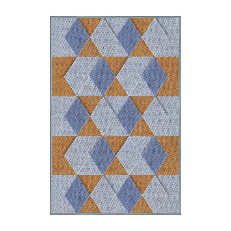 Tapis géométrique bleu / brun clair Leyden, Rectangle 8 pi x 10 pi