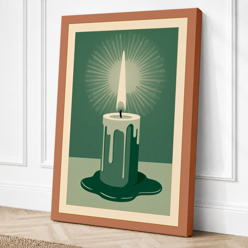 Luminous Flame Minimalist - Wrapped Canvas, 30x20 - 76.2 x 50.8 cm, Terracotta Border