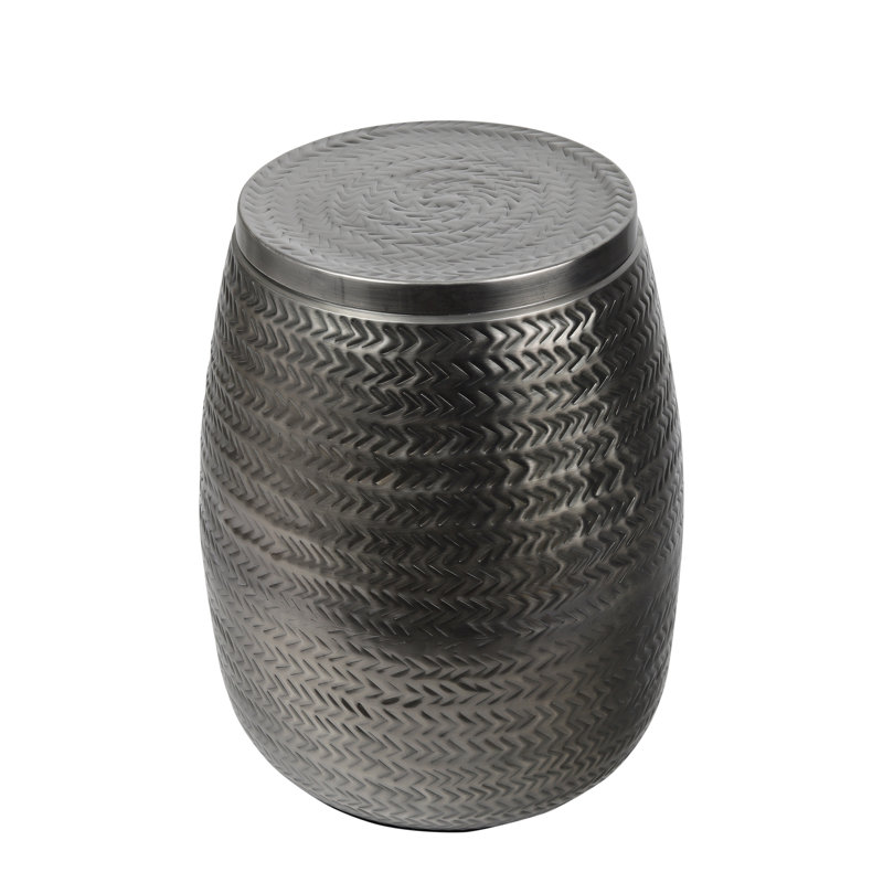 Table d'appoint de rangement en tonneau en métal 15 po Jasper, Noir