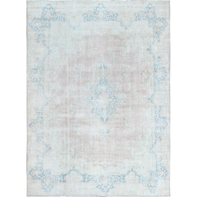 Tapis rose / bleu noué à la main de style rectangulaire des années 1960 de 9 pi 9 po x 13 pi 3 po Koppe
