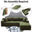 Canapé modulaire en chenille à compression en U 4 pièces Koli, vert, faisant face à droite-1670228208