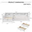 Lit de jour simple pour 2 personnes, structure de lit simple en L avec 3 tiroirs de rangement, lit d'angle en bois avec bibliothèque, cadre de lit d'angle pour chambre à coucher, salon, blanc-1622900080