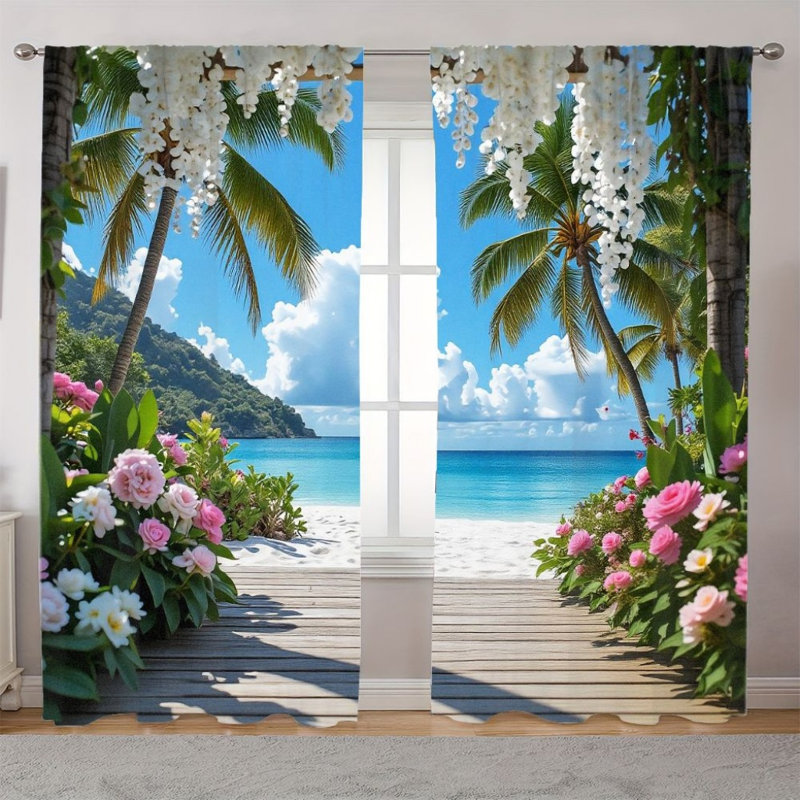 2Pcs Tropical Beach Palm Trees, L 52 po x H 84 po x 2 pièces