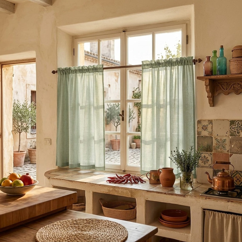 Linen Blend Kitchen Curtain Kitchen Pelmet