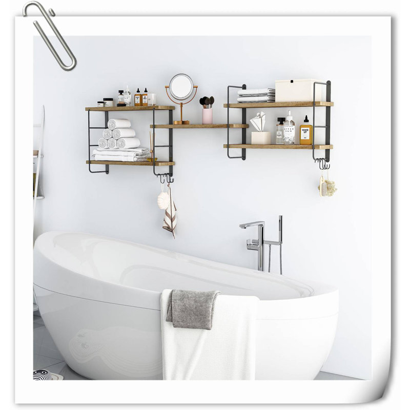 Emmey 4 Piece Wood Floating Shelf, Natural