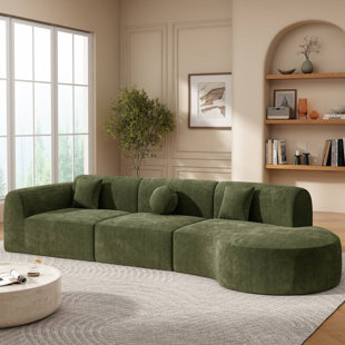 140" Upholstered Curved Sectional With Chaise