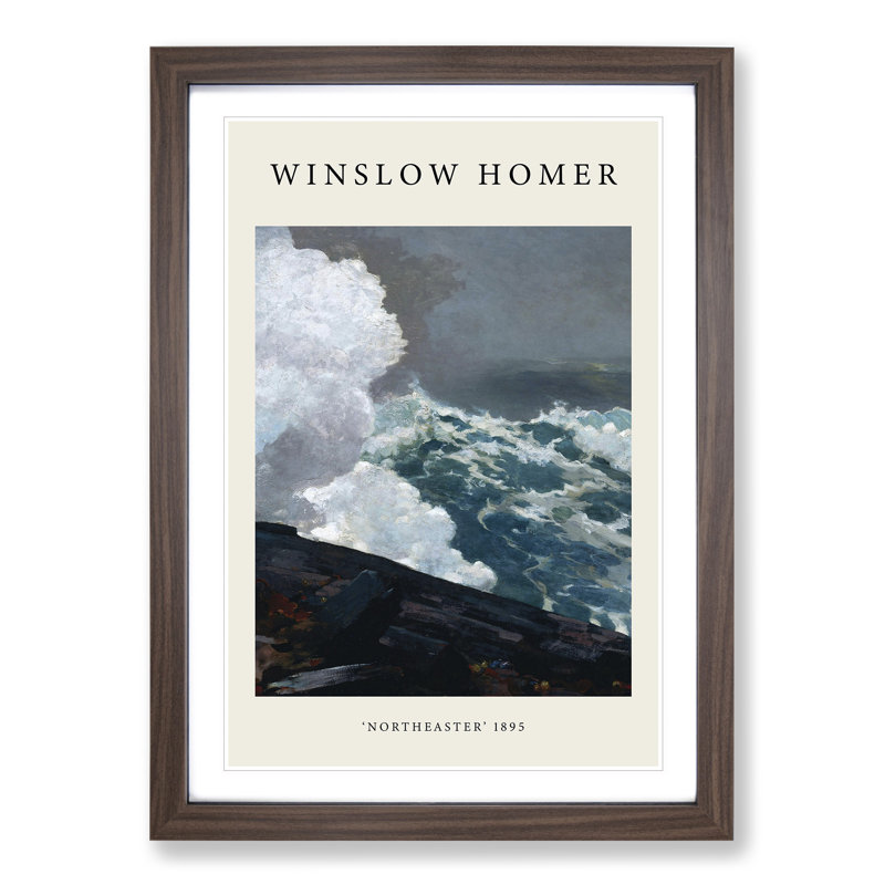 Northeaster by Winslow Homer - Picture Frame Painting, 36cm H x 27cm W x 2cm D, Walnut