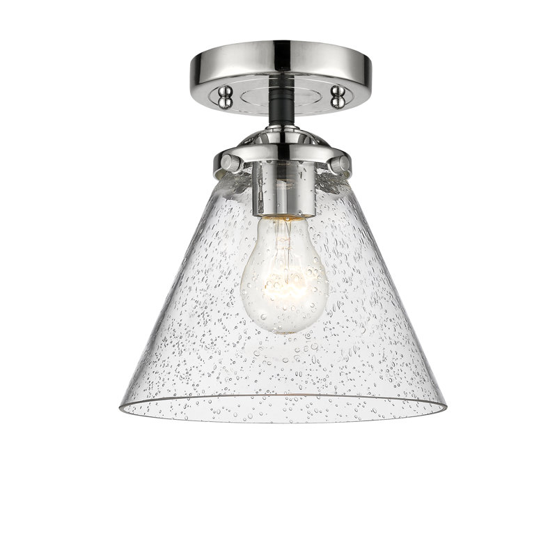 Plafonnier semi-encastré 1 lumière 7,75 "teme, Ampoule non incluse, Grainé, Nickel poli noir