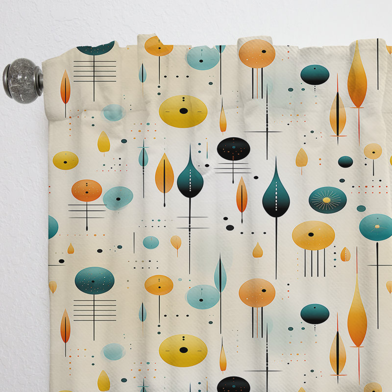 Mcm Graphic Artistry II - Rideau en velours Mid-Century - obscurcissant - 1 panneau, L 52 po x L 120 po