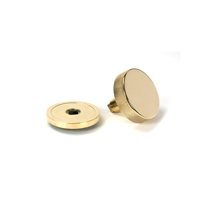 Satin Brass Brompton Centre Door Knob (Plain), Polished Brass