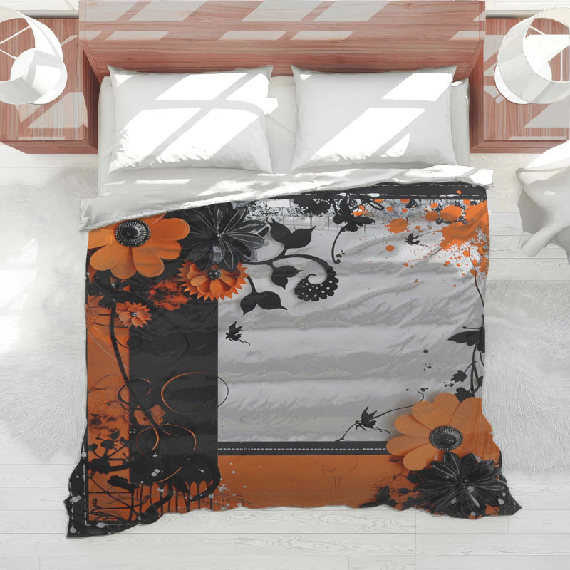 Édredon floral avec literie moderne, Lit simple