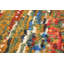 Tapis décoratif bleu en laine de conception unique 5 pi 2 po x 7 pi 10 po noué à la main New Age
