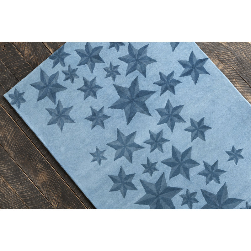 Blair Authentic Hand-Tufted Handmade Blue & Gray Modern Starburst Wool Area Rug