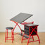 Table à dessin rouge avec tabouret