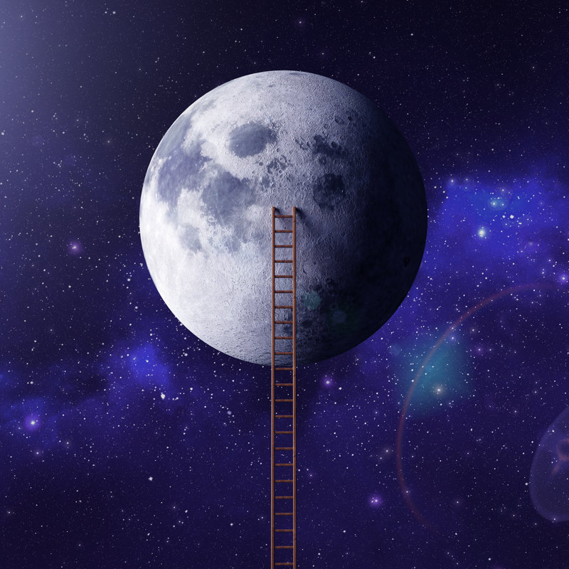 Escalier vers la lune par Nourulanga, H 12 po x l 12 po