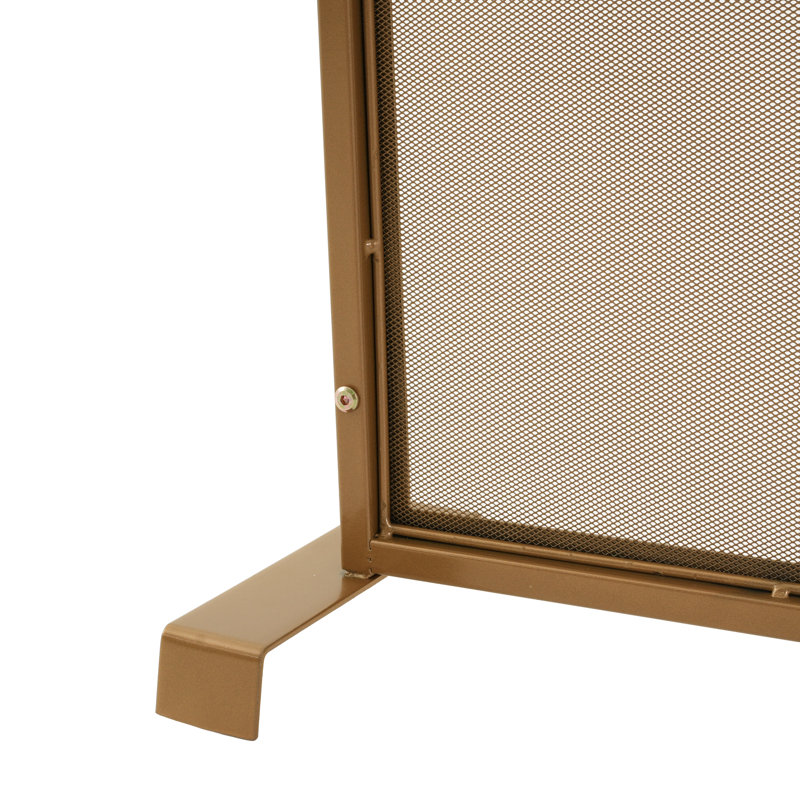Pare-étincelles traditionnel arqué en métal Erick de 104 cm de large avec grille en fer., Gold