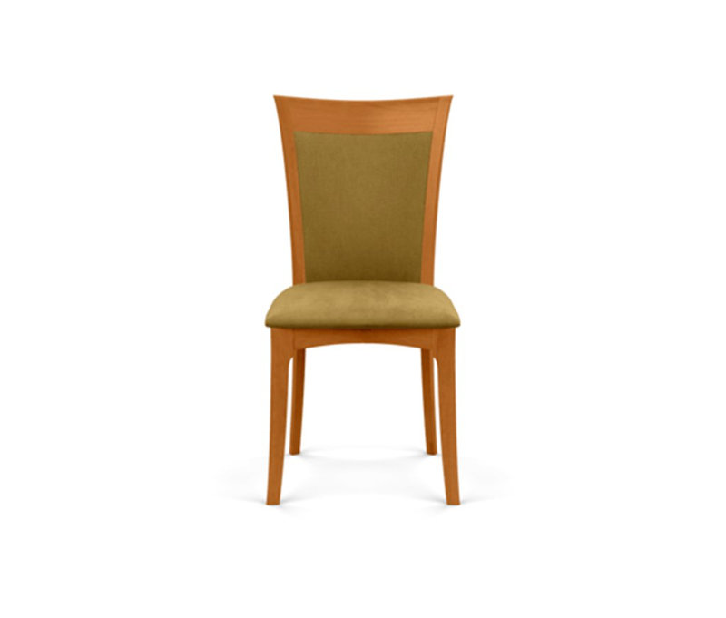 Morgan Leather Dining Chair, Natural Cherry, White