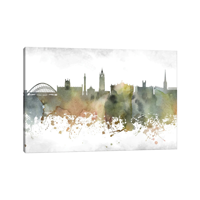 Newcastle Skyline by WallDecorAddict - Wrapped Canvas Print, 20.32 cm H x 30.48 cm W