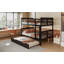 Lit superposé double au-dessus de double avec lit gigogne simple et échelle-222540394