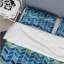 Ensemble de housse de couette à motif de chevrons bleu et vert II-109148651