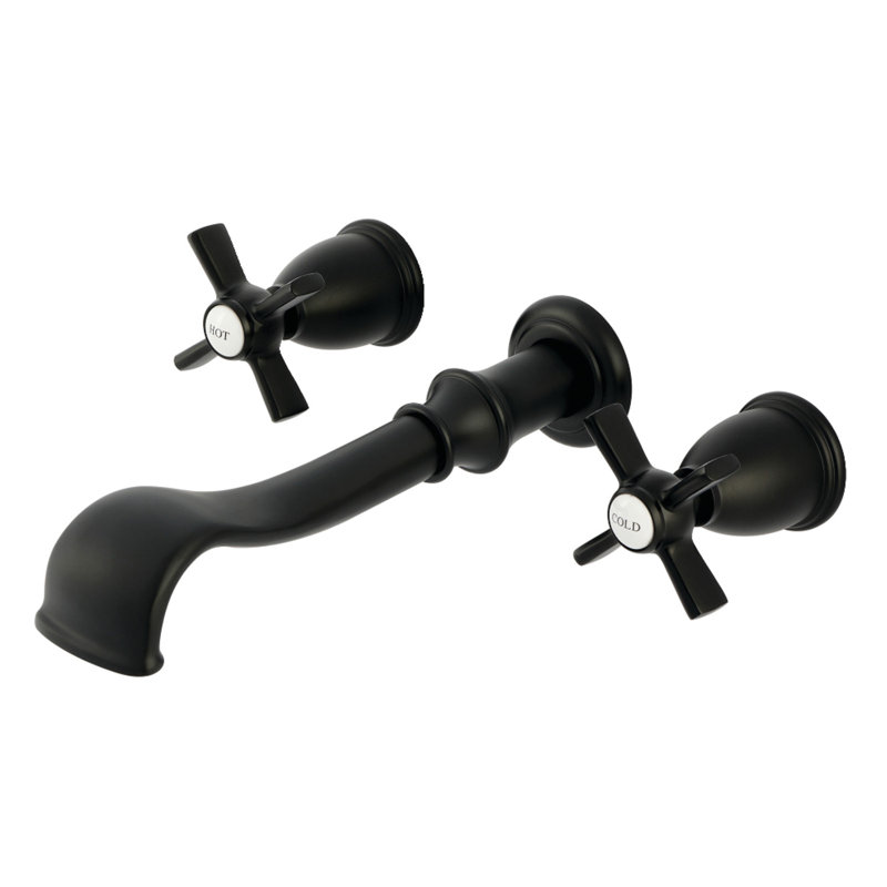 Kingston Brass Millennium Two-Handle 3-Hole Wall Mount Roman Tub Faucet, Matte Black