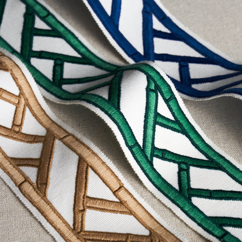 Schumacher x David Kaihoi Bamboo Trellis Tape, Sesame