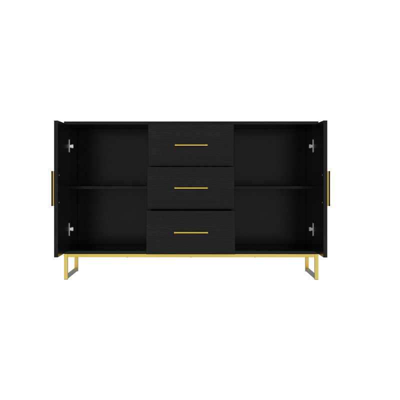 Buffet de 120 cm de large x 75 cm de hauteur avec piètement en métal