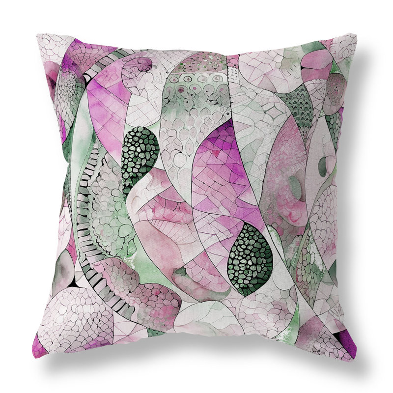 Coussin Rock Heaven, H 16 po x l 16 po, Vert / mauve abstrait