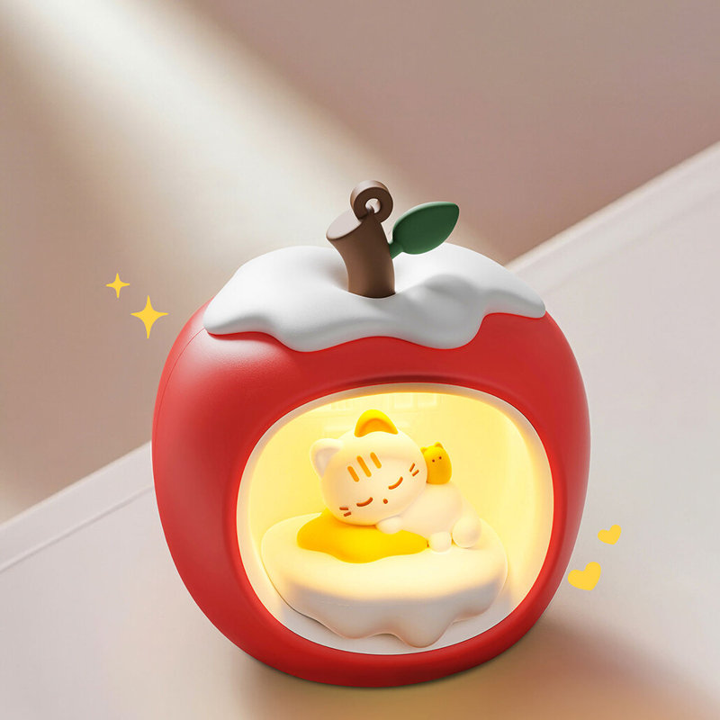 Veilleuse à DEL pomme et chat