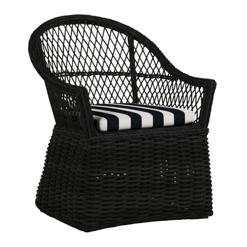Chaise avec accoudoirs Soho - Onyx, Soho #0 onyx, Sunbrella® ‑ Cabana à rayures minuit, Pas de soudure