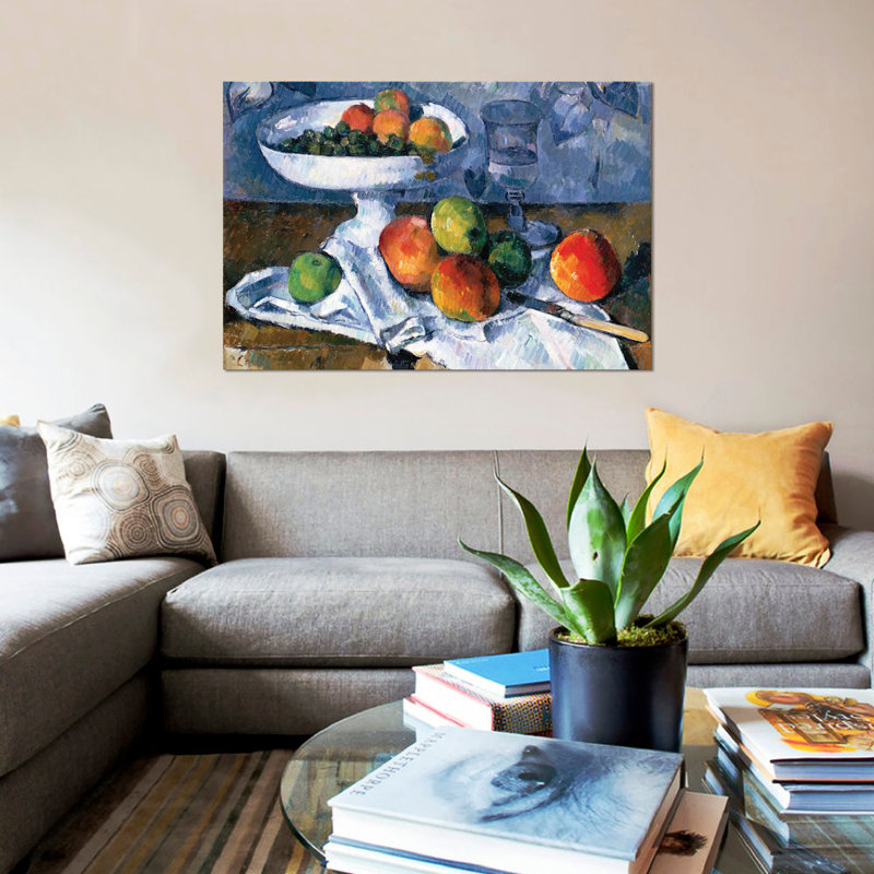 «Still Life with Fruit Plate, 1879-80» par Paul Cezanne - reproduction d'art sur toile tendue, H 18 po x l 26 po x P 1,5 po