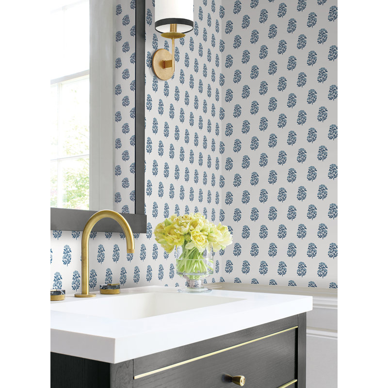 Sylvie Blue Floral Wallpaper, Blue
