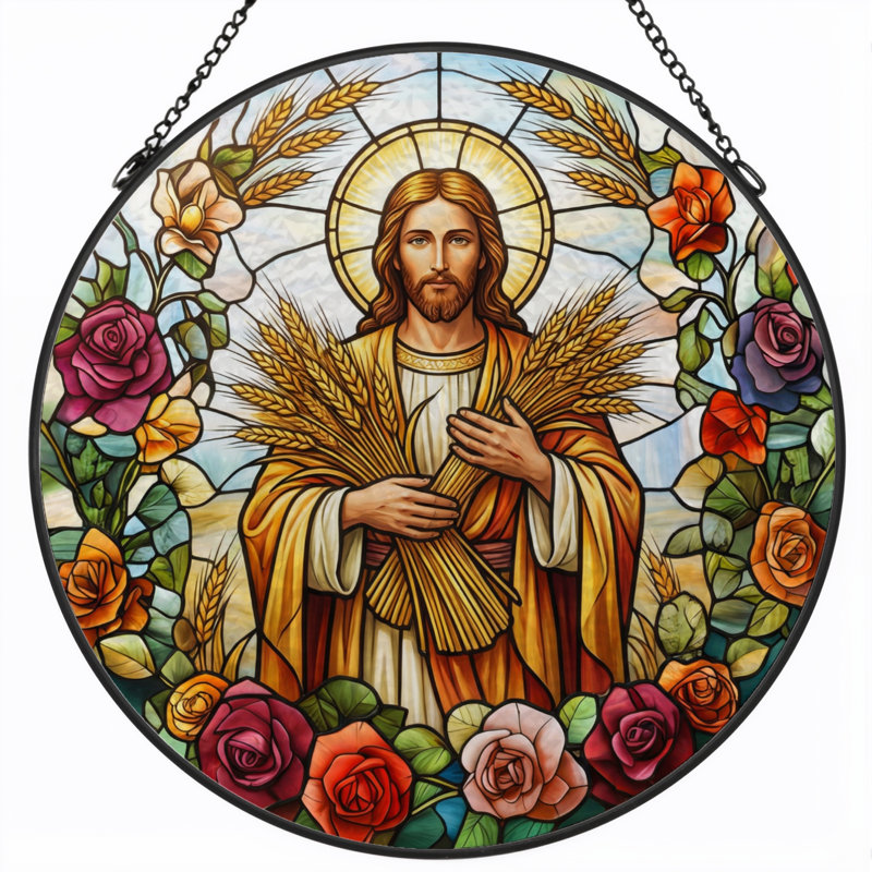 Panneau de vitrail Jésus Christ H 12 po, H 12 po