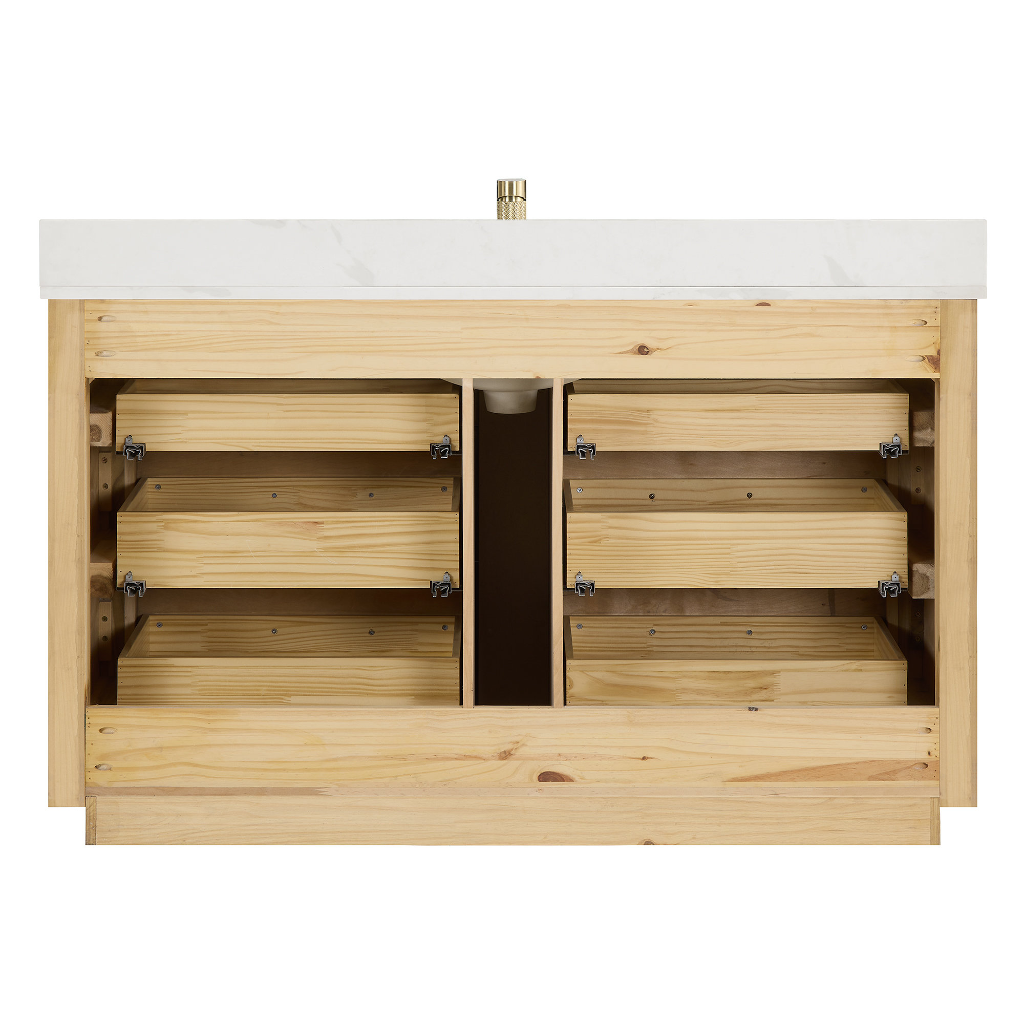 Porto 55'' Single Bathroom Vanity, Dark Brown Oak, Gold